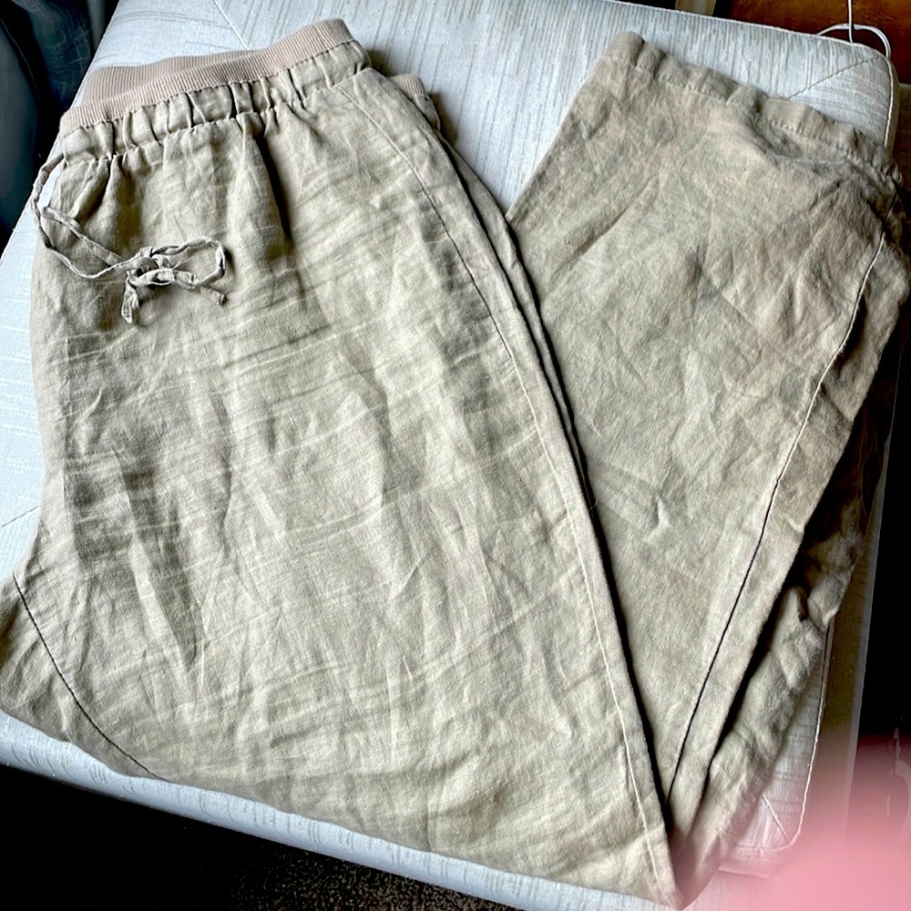 Women's Tan Linen Pants